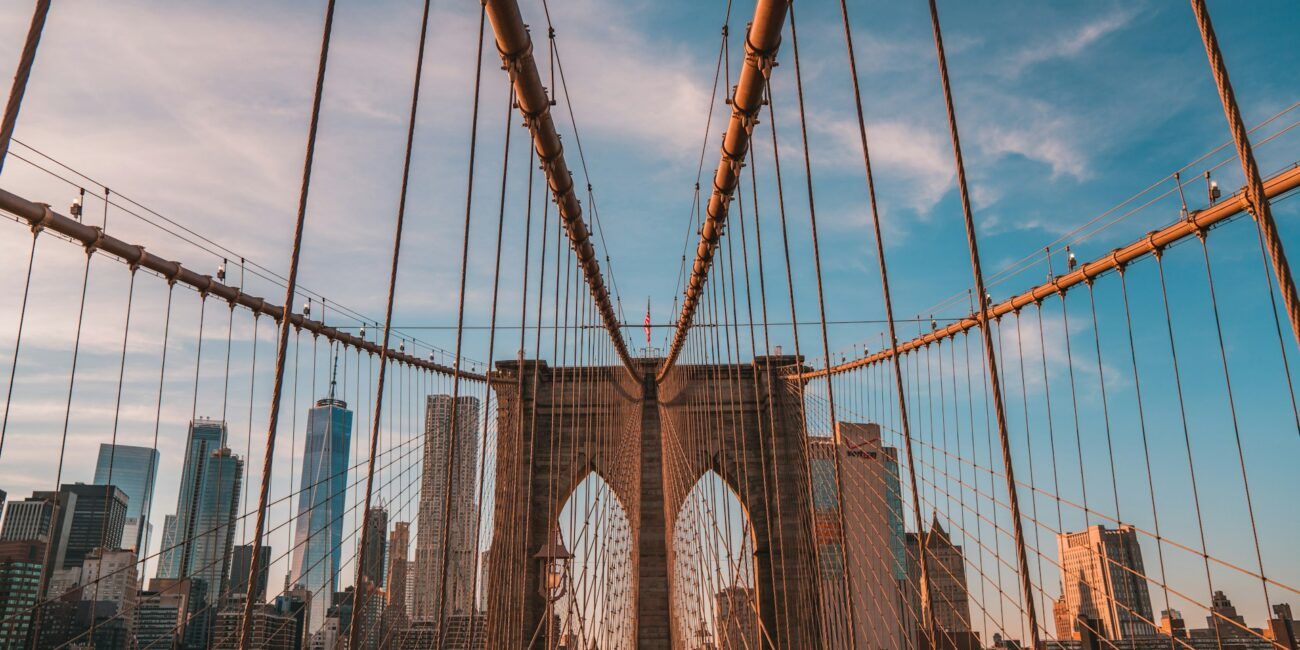 high angle photography of Brooklyn Bridge at daytime
